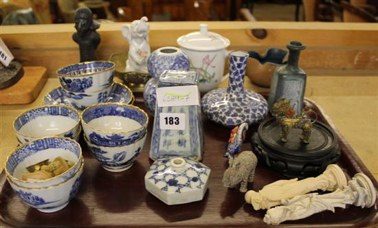 Group of Chinese blue and white ceramics and other items